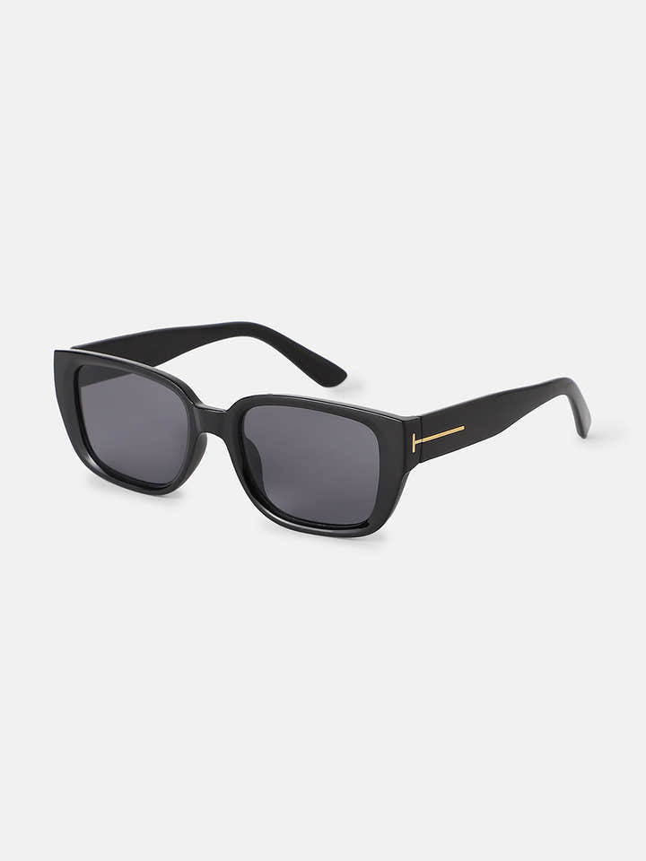 Full Rim Rectangular Sunglasses - Black
