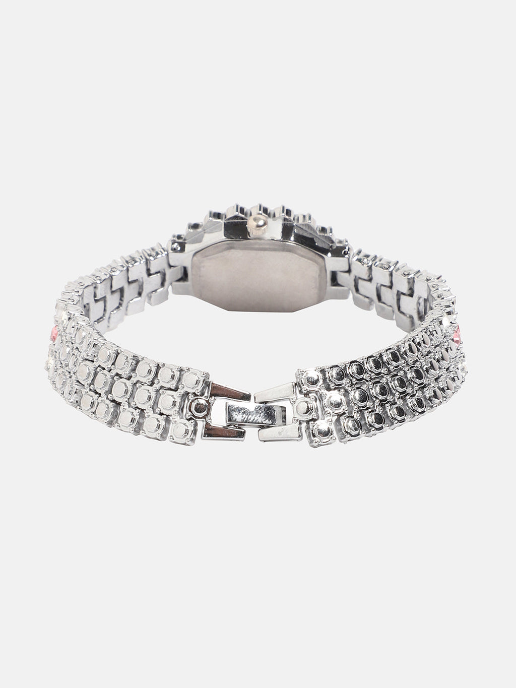 Embellished Block Oval Watch - Pink