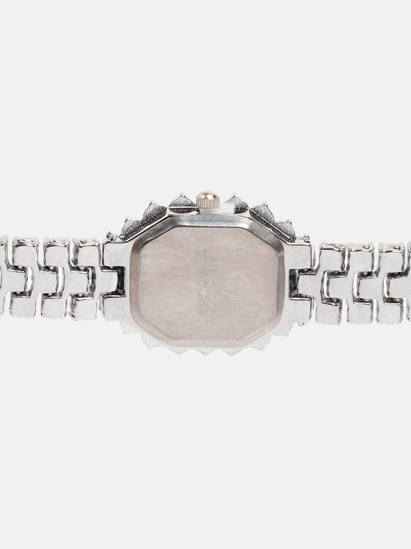 Embellished Block Oval Watch - Pink