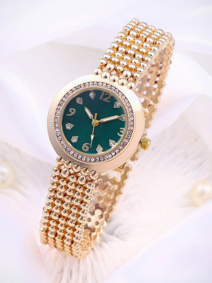 Haute Sauce HSWC1199 The Dotted Round Watch for Women in California Gold with Embellished Dial