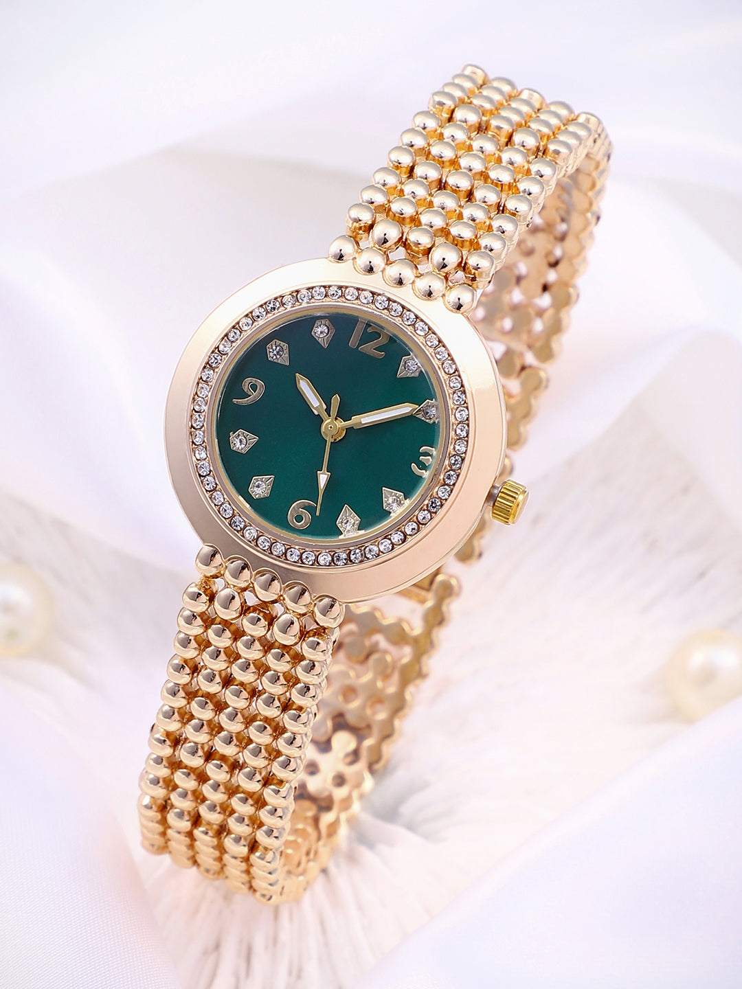 Haute Sauce HSWC1199 The Dotted Round Watch for Women in California Gold with Embellished Dial