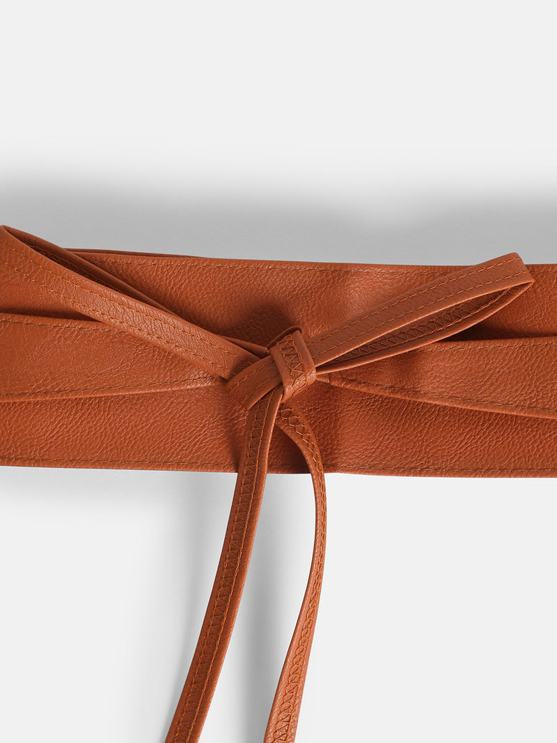 The Minimal Tie-Up Belt-Chocolate Brown