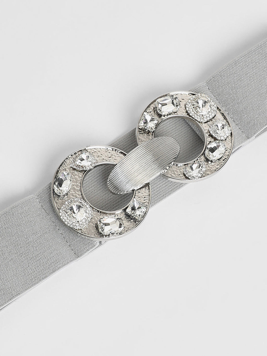 The Cristal Halo Elastic Belt - Metallic Silver