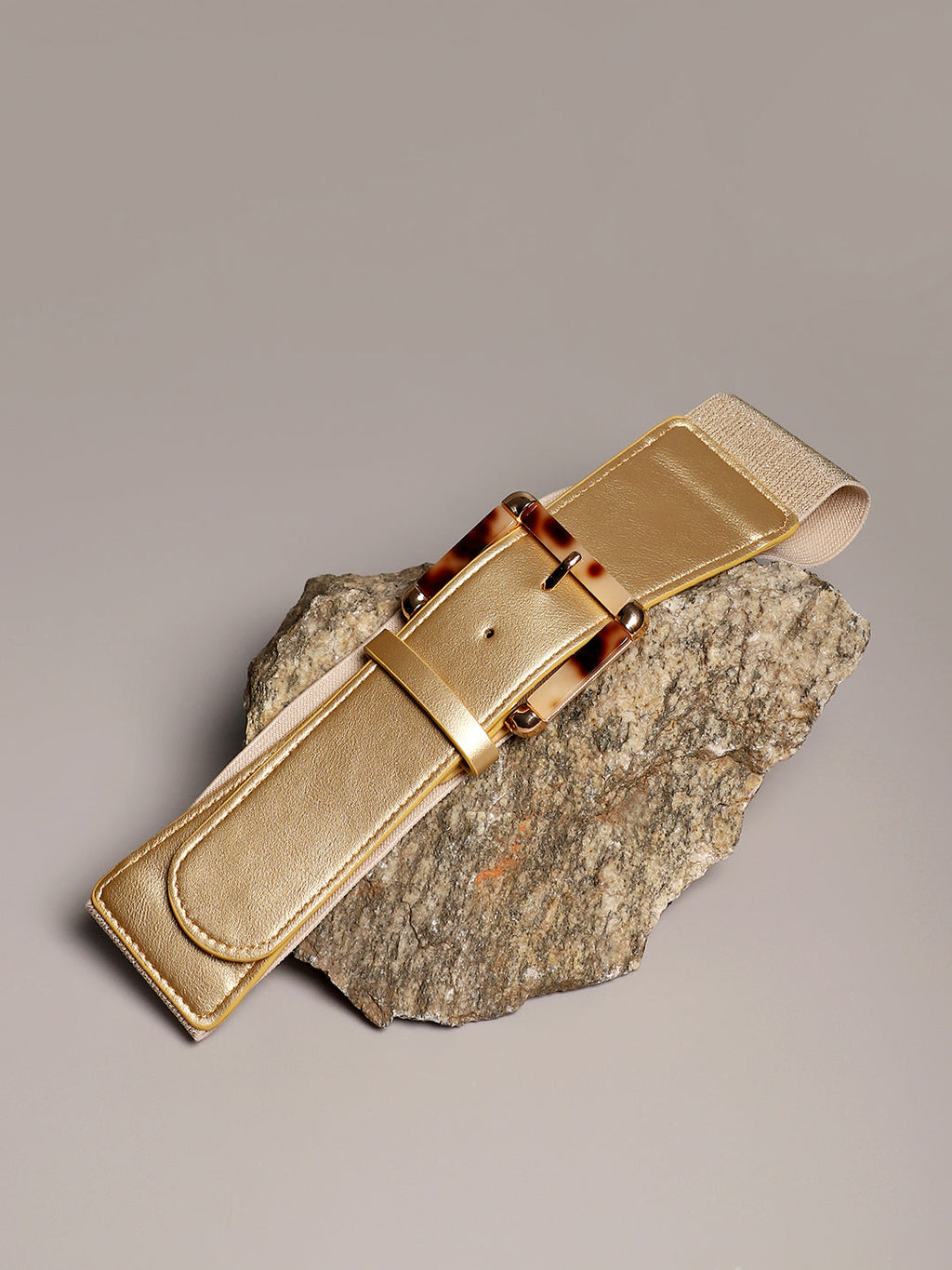 The Tortoiseshell Elastic Belt - Saltbox Beige