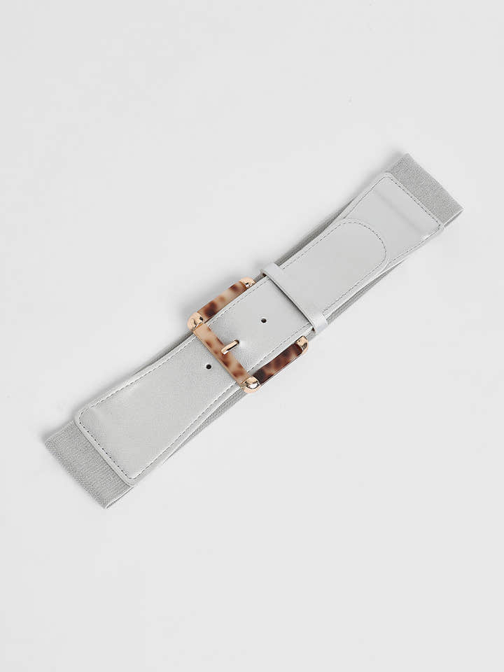 The Tortoiseshell Elastic Belt - Metallic Silver