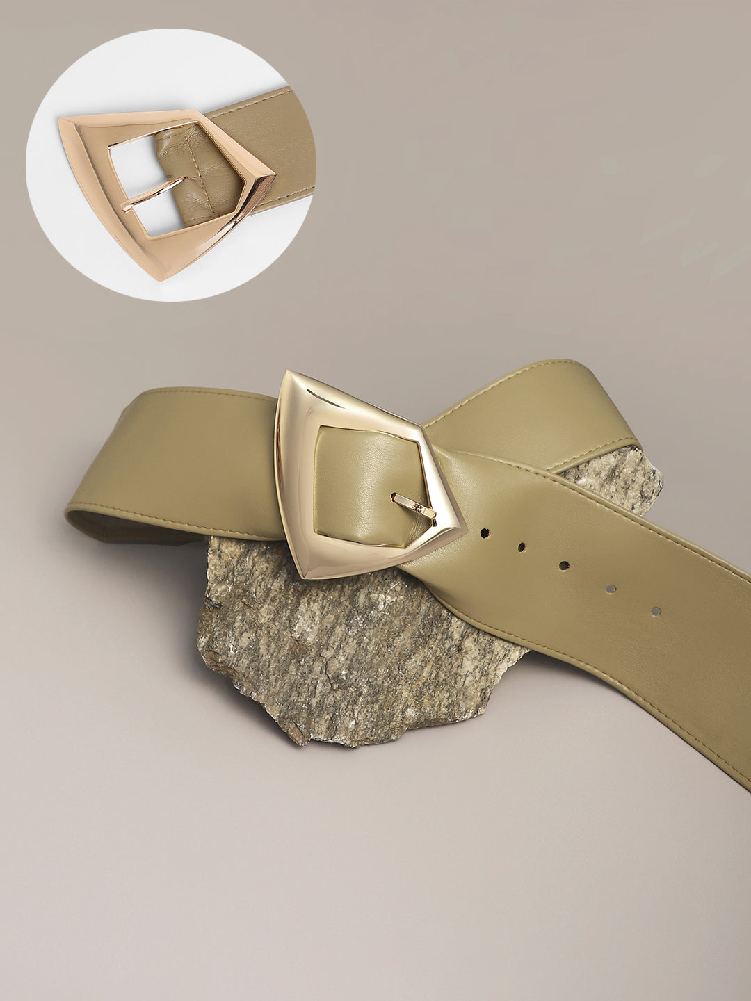 The Volcan Buckle Belt - Ecru Beige