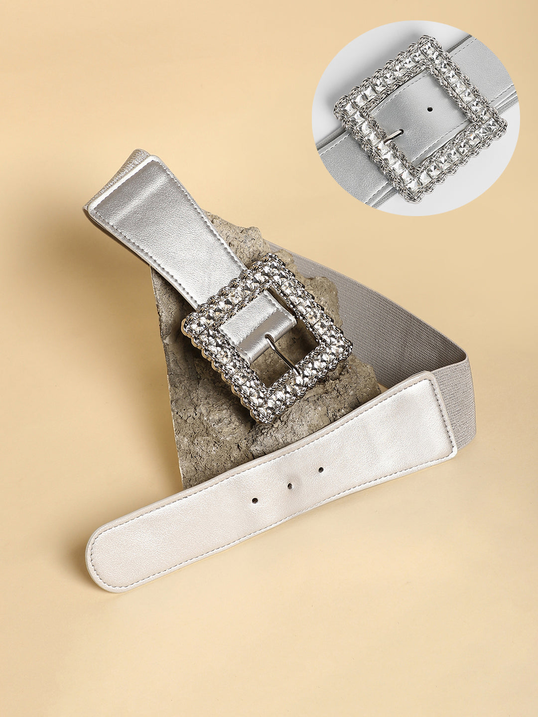 The Quartz Quad Elastic Belt - Metallic Silver