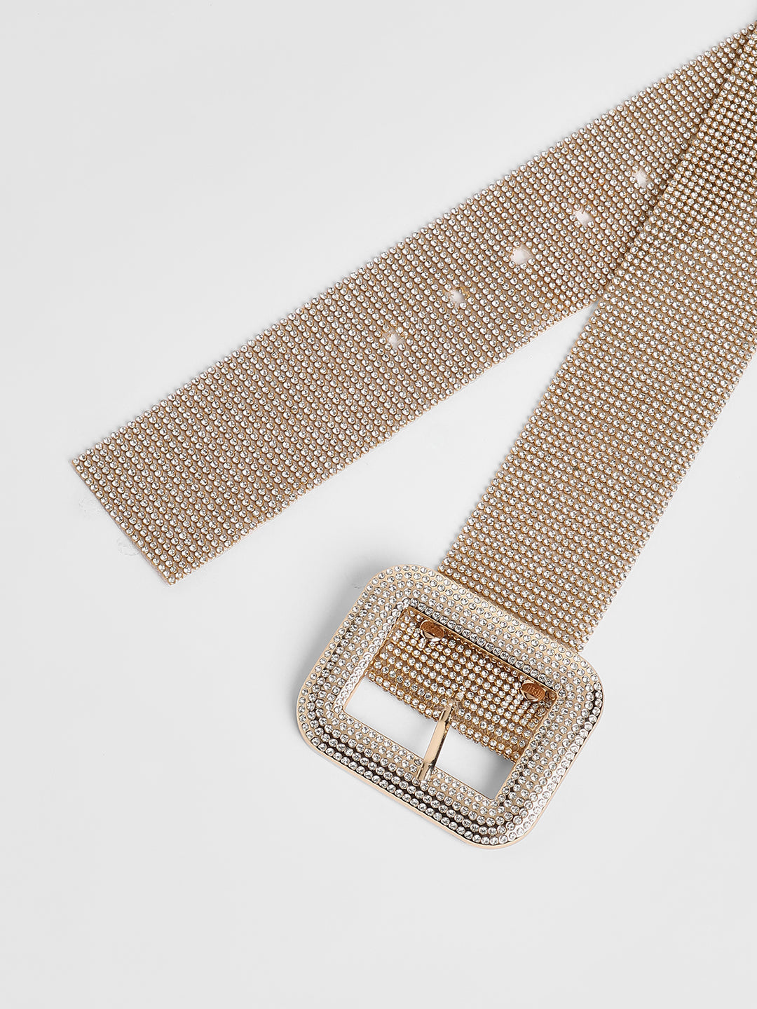 The Crystalised Embellished Belt - Champayne Gold
