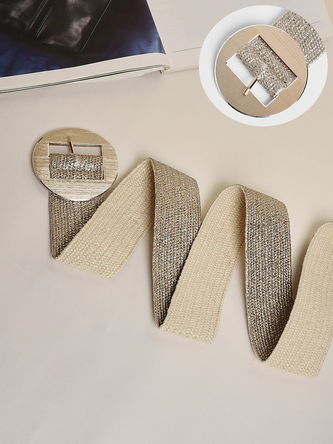 The Straw Buckle Belt - Champayne Gold