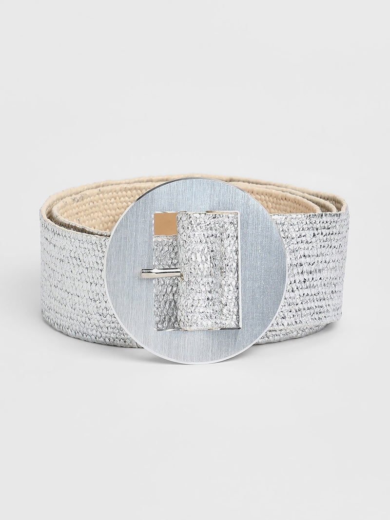 The Straw Buckle Belt - Metallic Silver