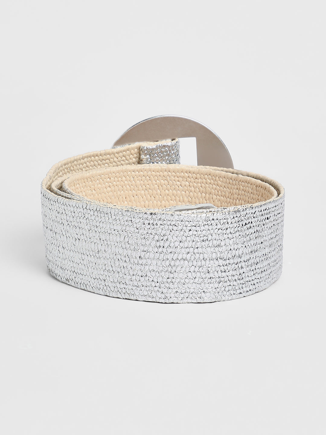 The Straw Buckle Belt - Metallic Silver