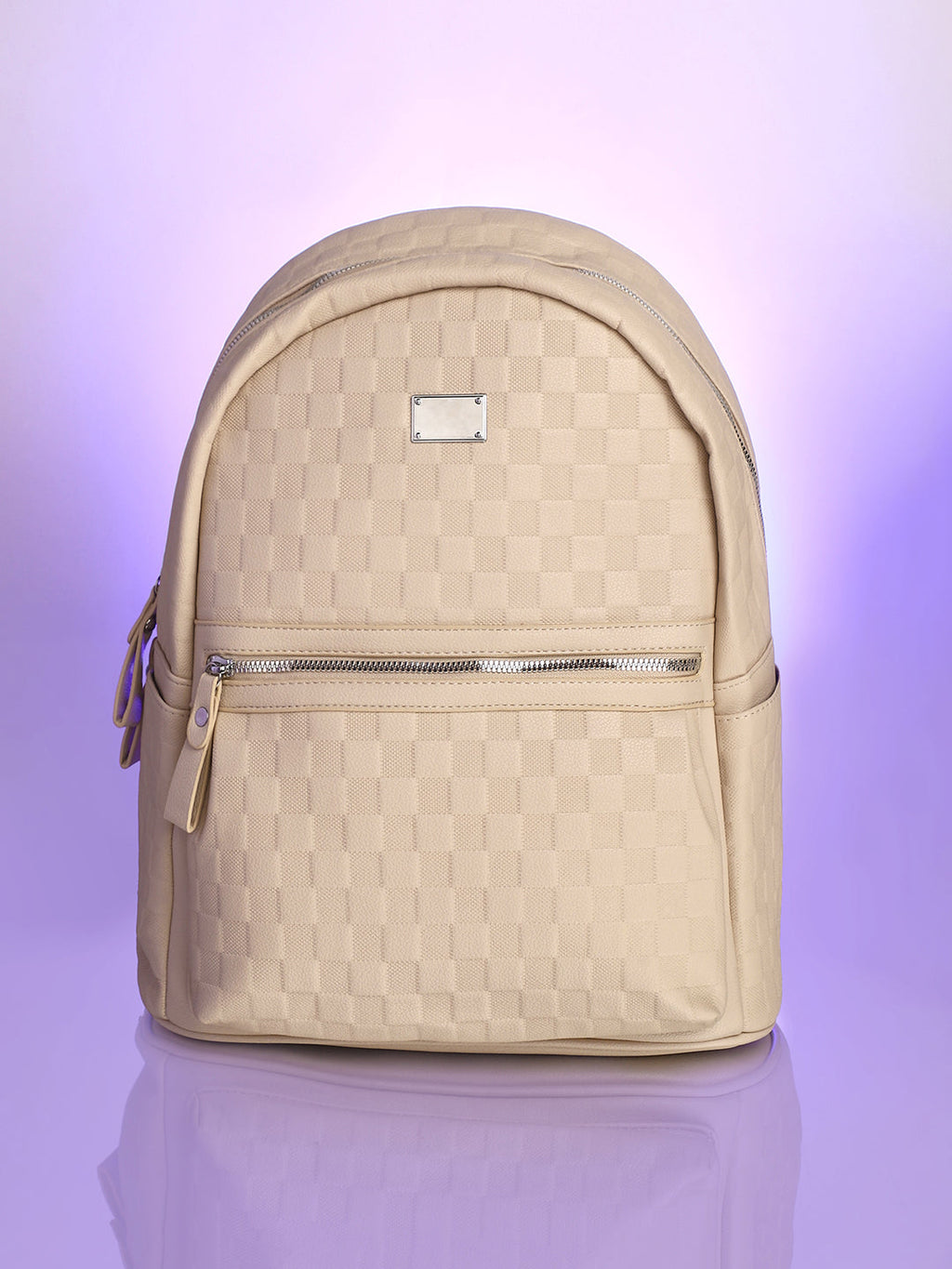 The Checkered Curve Backpack - Ivory White