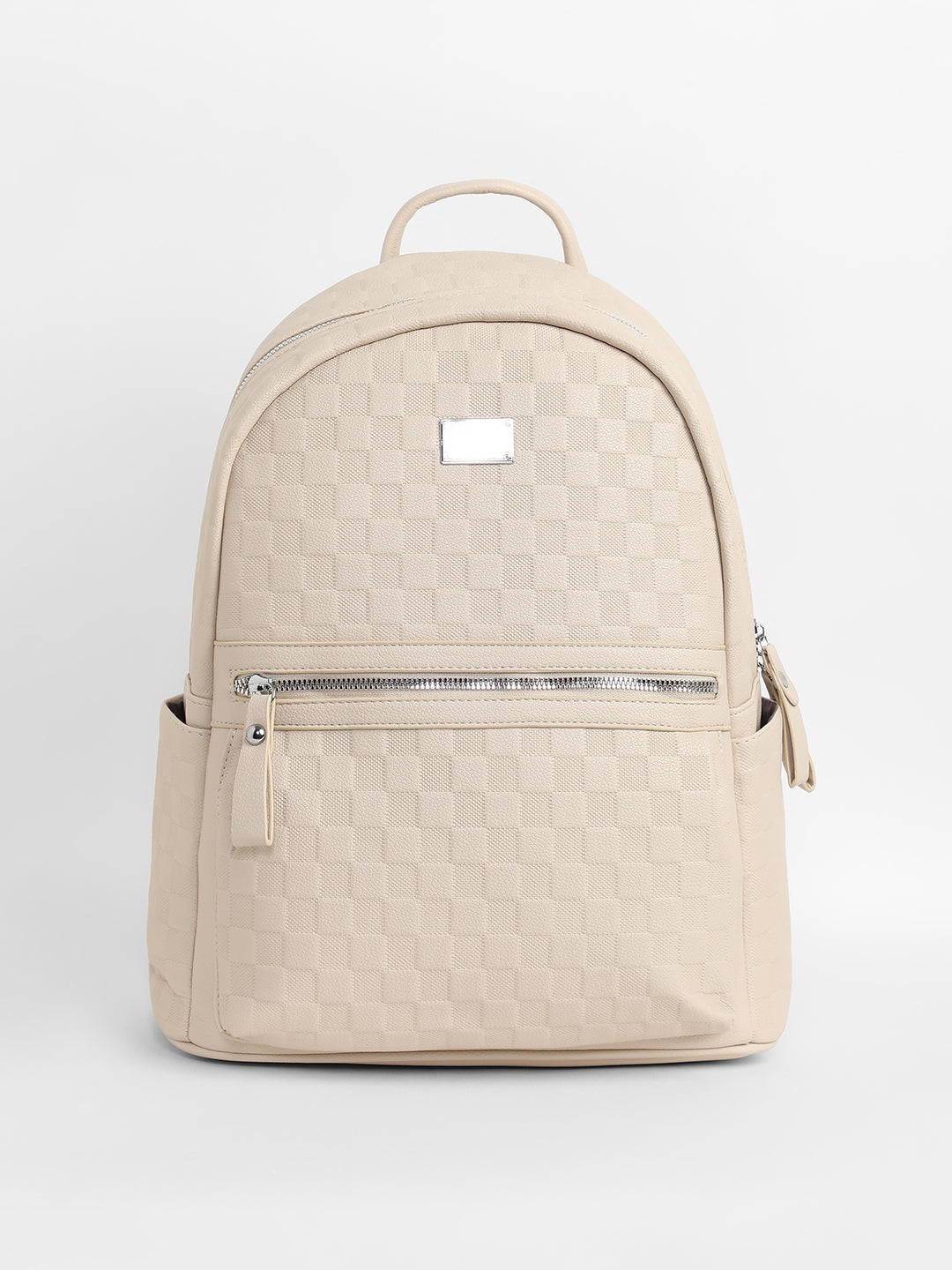 The Checkered Curve Backpack - Ivory White