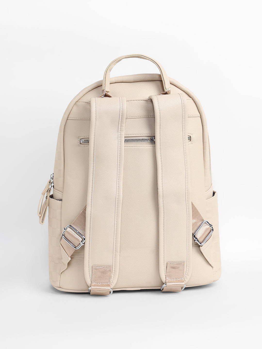 The Checkered Curve Backpack - Ivory White