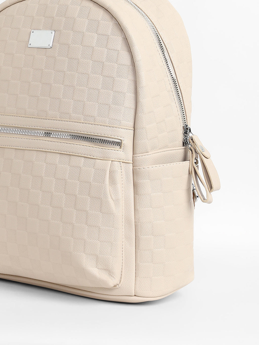 The Checkered Curve Backpack - Ivory White