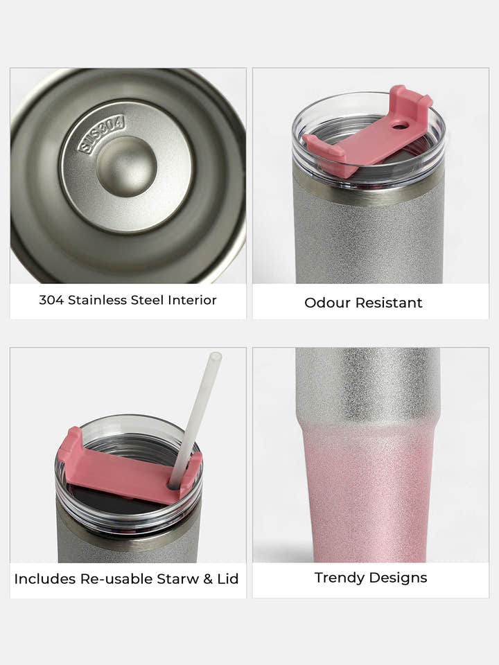 The Ombre Glimmer Sipper (890 Ml) - Blush Pink