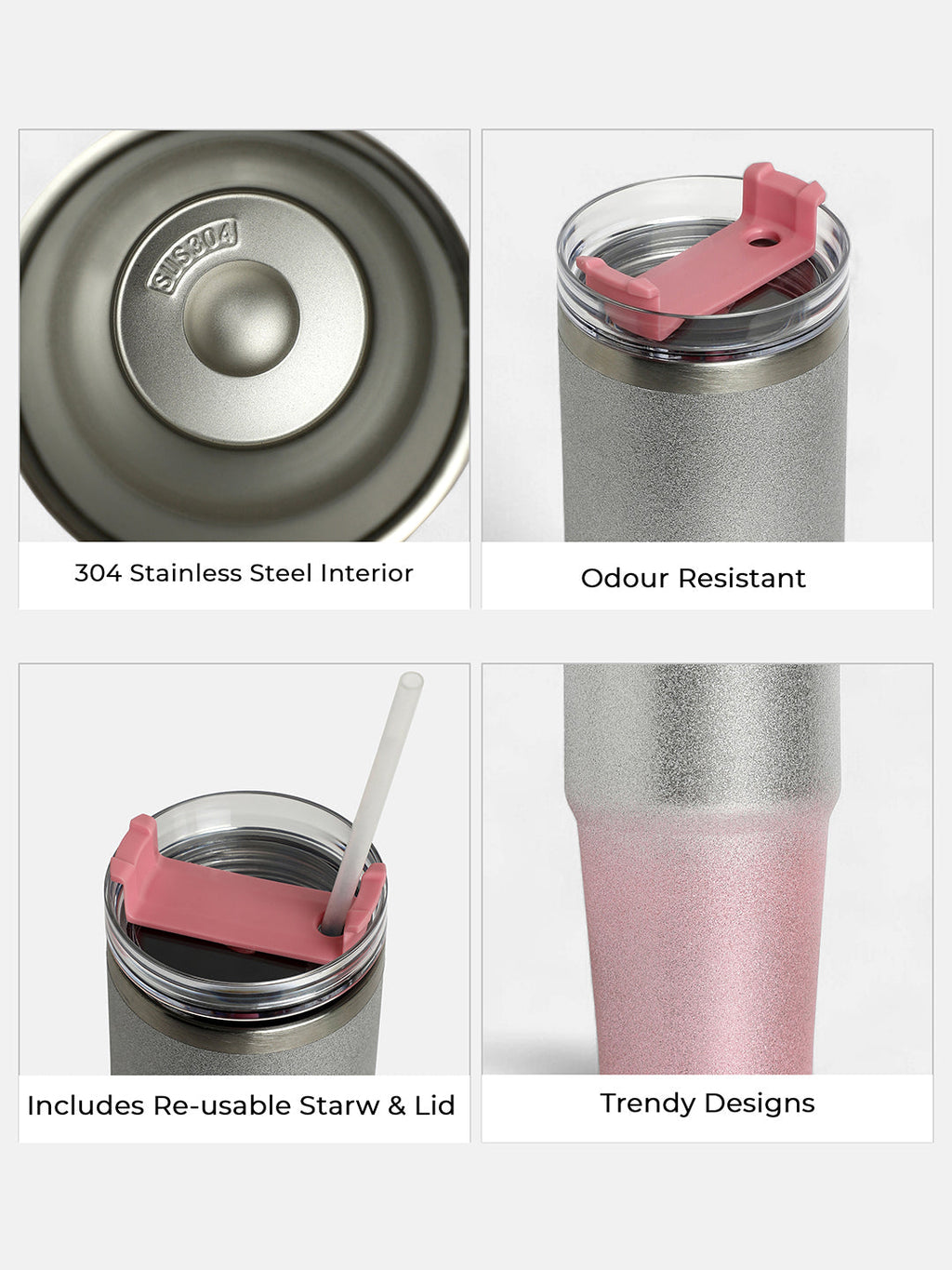 The Ombre Glimmer Sipper (890 Ml) - Blush Pink