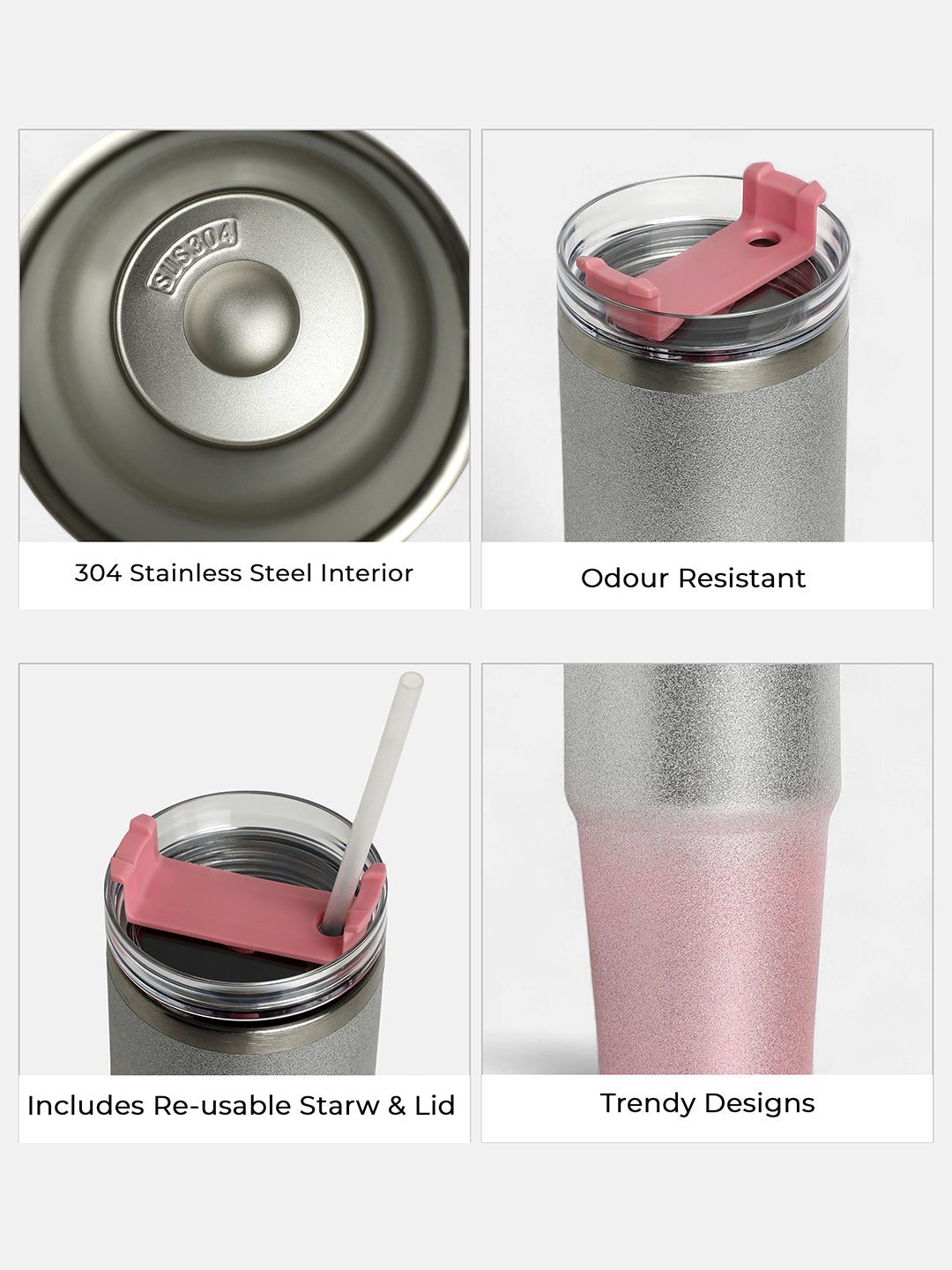 The Ombre Glimmer Sipper (890 Ml) - Blush Pink