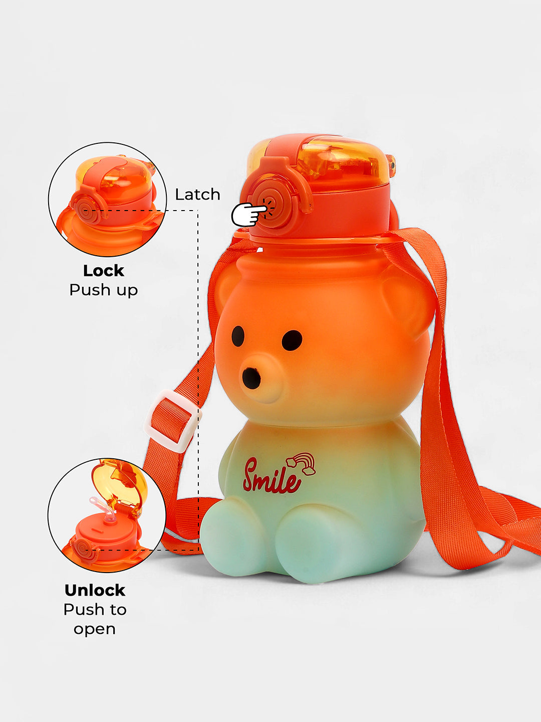 The Teddy Crossbody Sipper (580 Ml) - Pumpkin Orange & Powder Blue