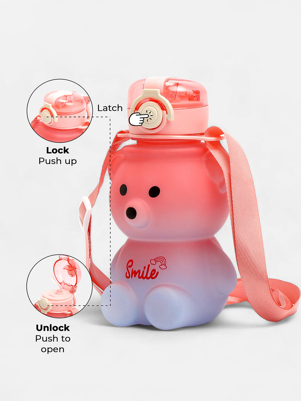 The Teddy Crossbody Sipper (580 Ml) - Salmon Pink & Lilac