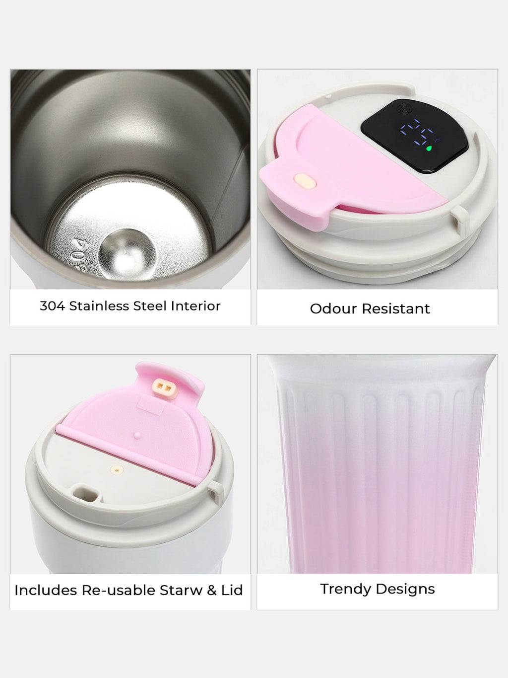 The Ombre Smart Vacuum Travel Mug (400 Ml) - Ballet Pink