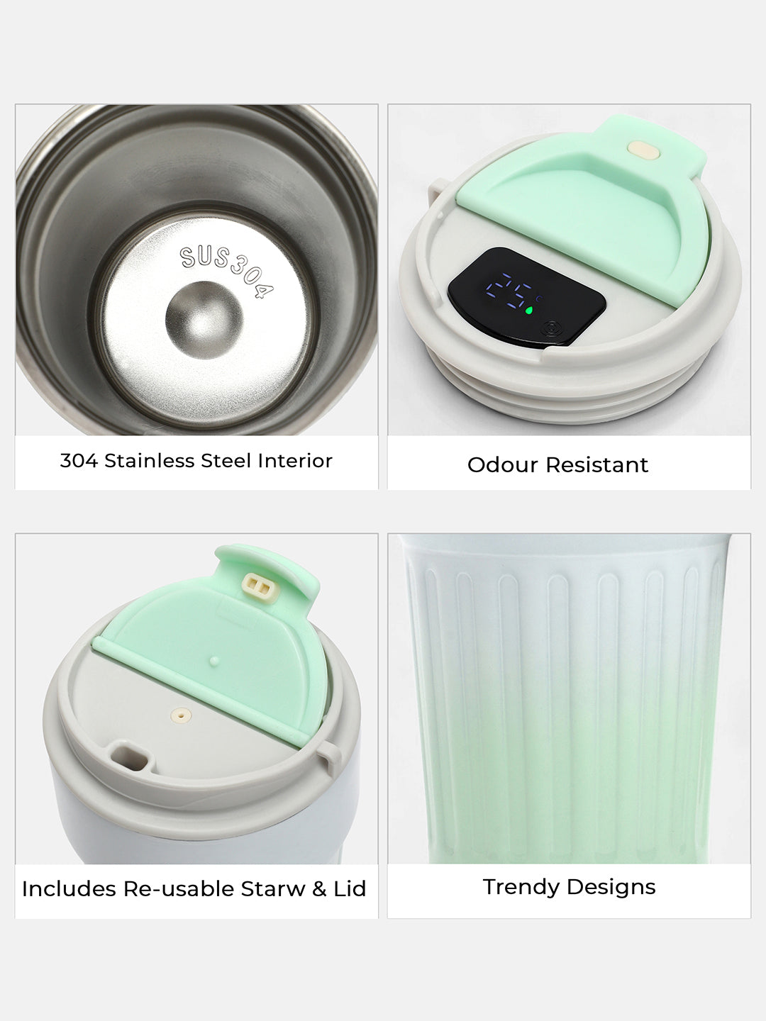 The Ombre Smart Vacuum Travel Mug (400 Ml) - Mint Green