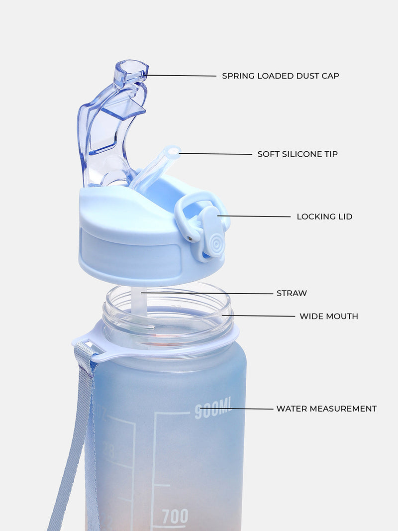 The Hydration Itinerary Sipper (900 Ml) - Powder Blue & Pumpkin Orange
