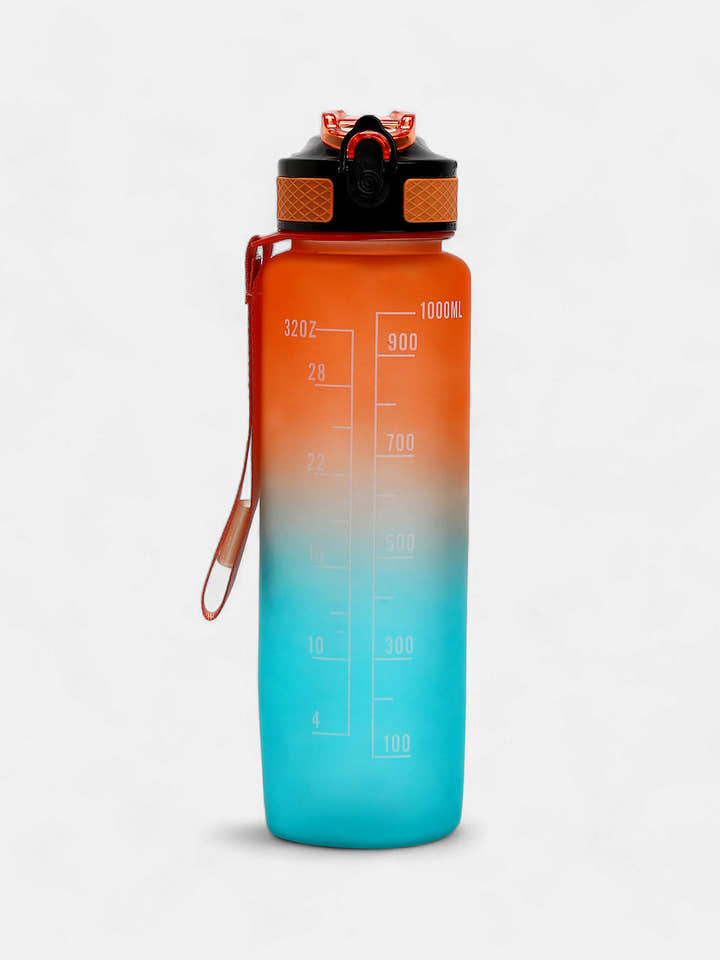 The Hydration Itinerary Sipper (1000 Ml) - Pumpkin Orange & Forest Green