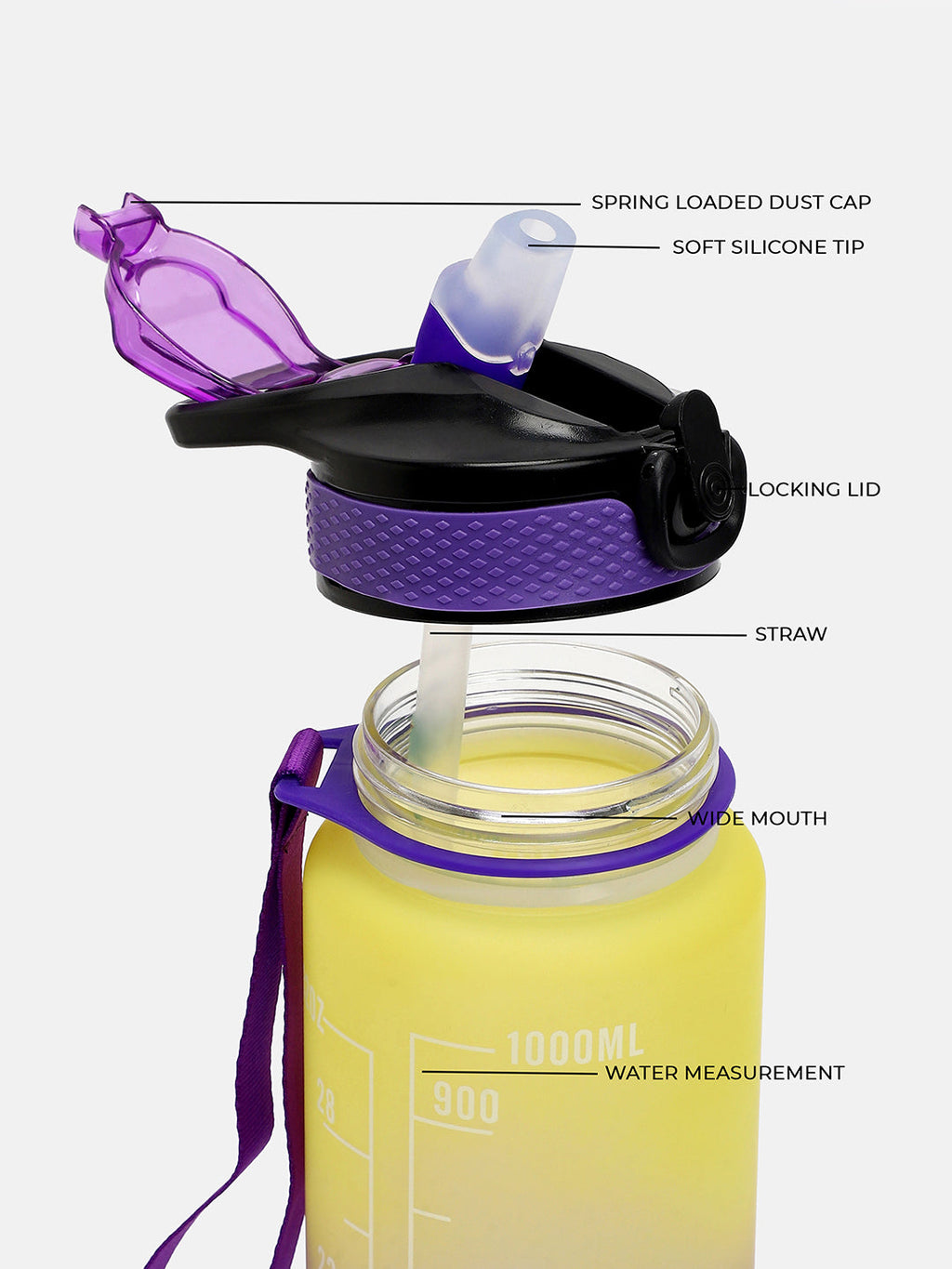 The Hydration Itinerary Sipper (1000 Ml) - Lemon Yellow