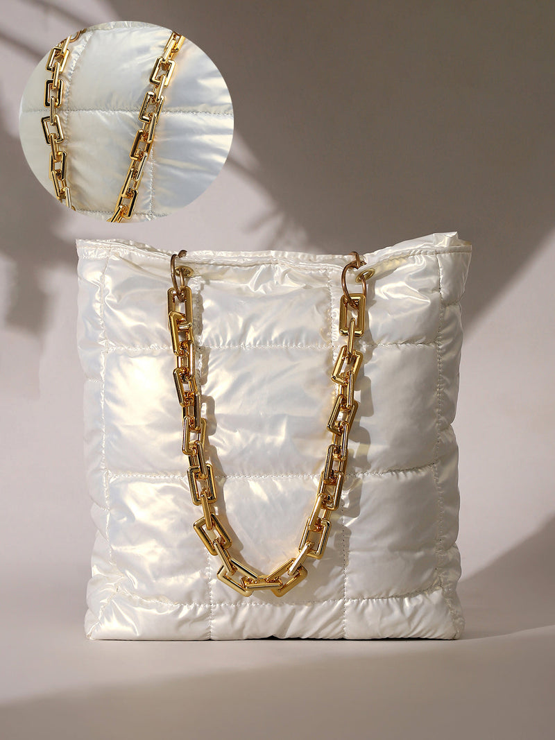 The Supersonic Puffer Tote Bag - Pearl White