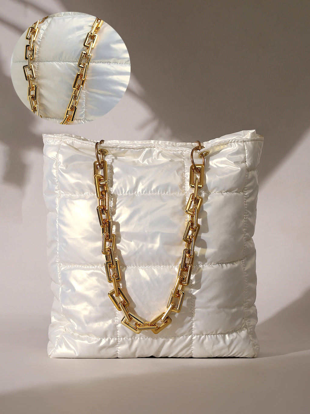 The Supersonic Puffer Tote Bag - Pearl White