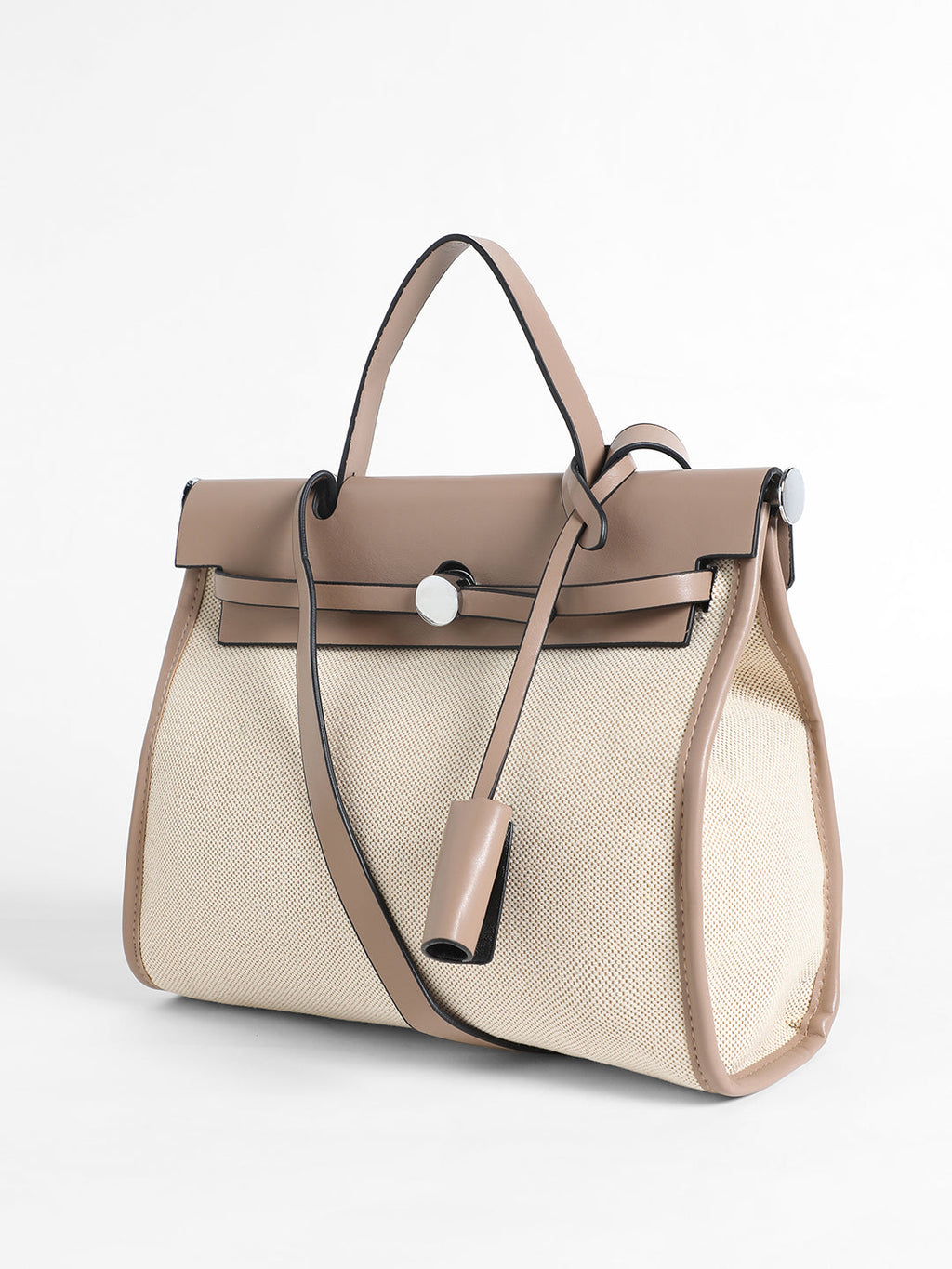 Structured Block Hand Bag With Pouch