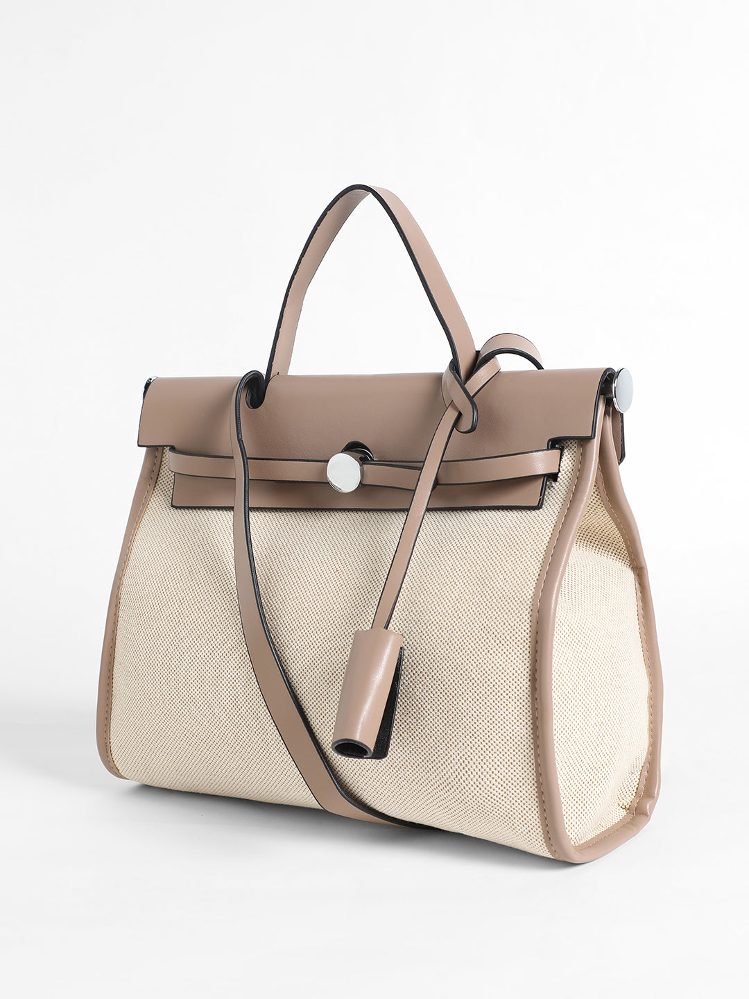 Structured Block Hand Bag With Pouch