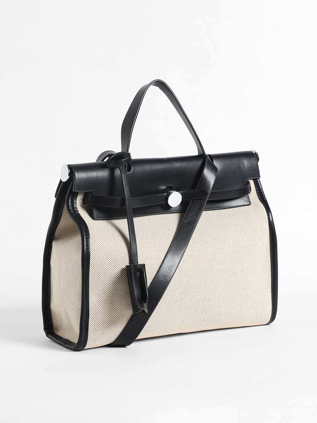 Structured Block Hand Bag With Pouch