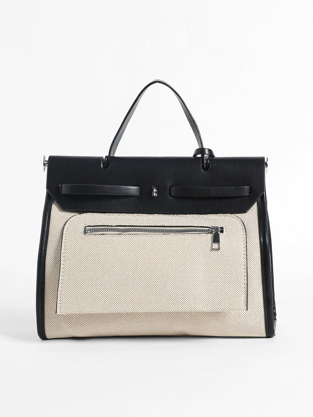 Structured Block Hand Bag With Pouch