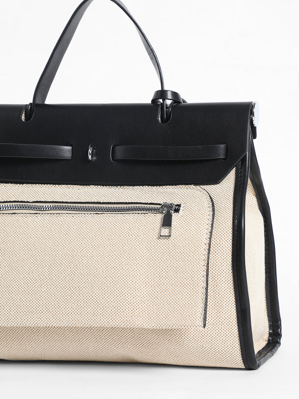 Structured Block Hand Bag With Pouch