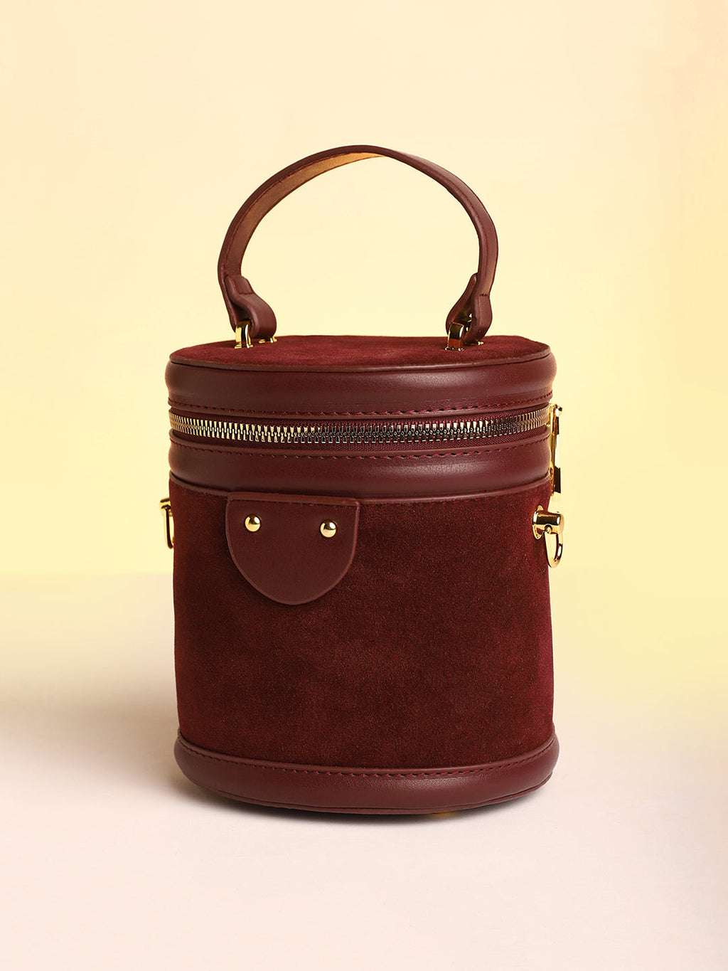 The Velvet Bucket Bag - Wine Red