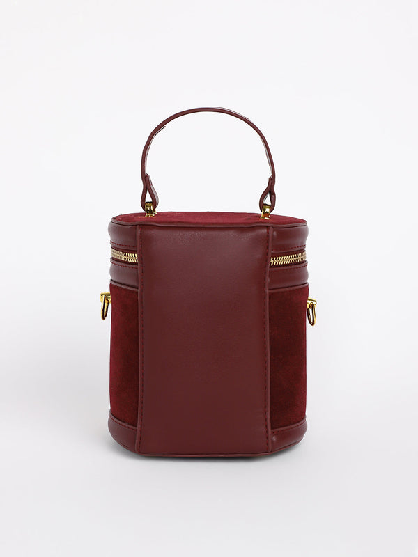 The Velvet Bucket Bag - Wine Red