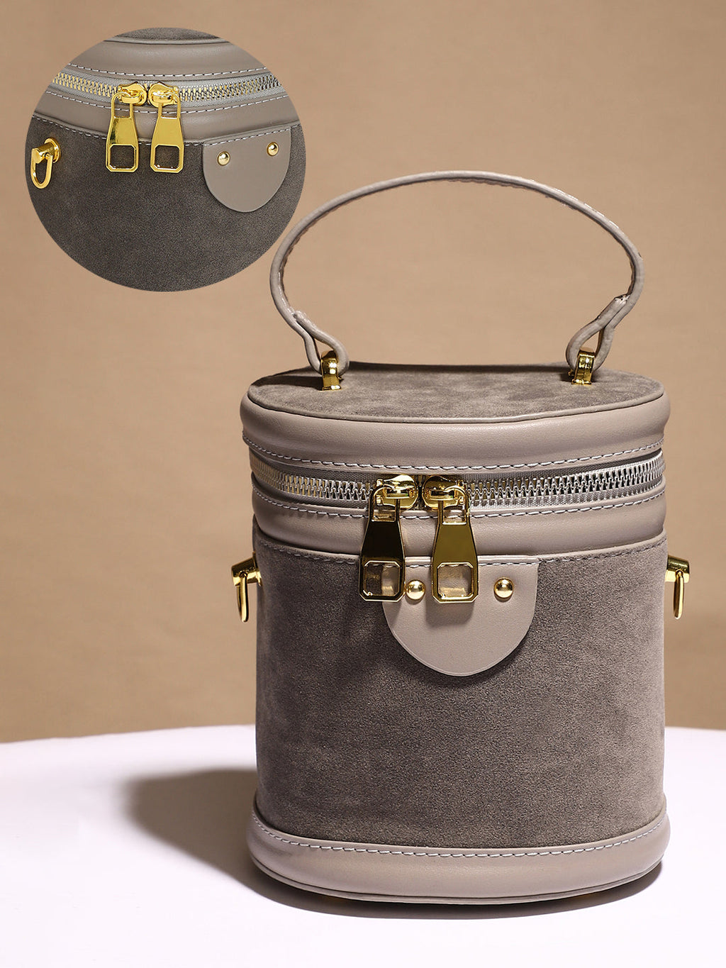 The Velvet Bucket Bag - Ash Grey