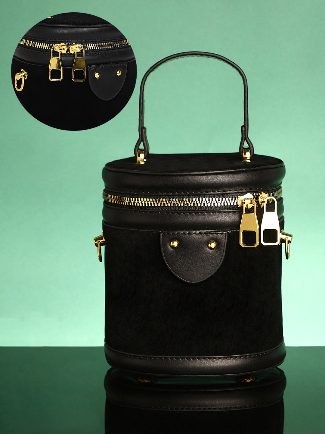 The Velvet Bucket Bag - Midnight Black