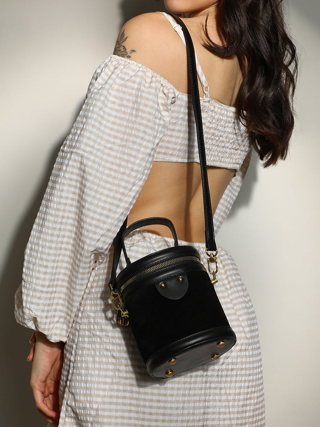 The Velvet Bucket Bag - Midnight Black