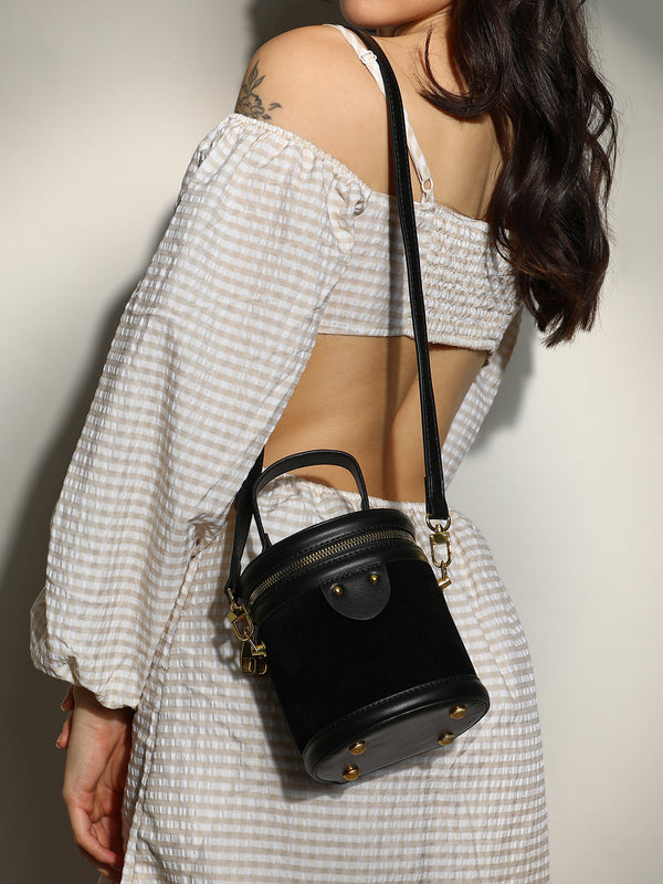 The Velvet Bucket Bag - Midnight Black