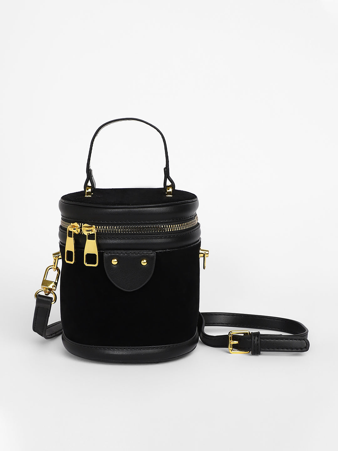 The Velvet Bucket Bag - Midnight Black