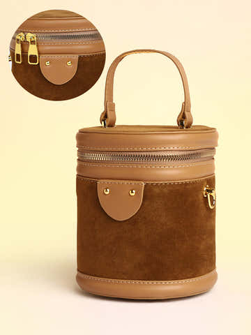 The Velvet Bucket Bag - Chocolate Brown