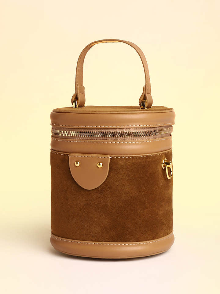 The Velvet Bucket Bag - Chocolate Brown