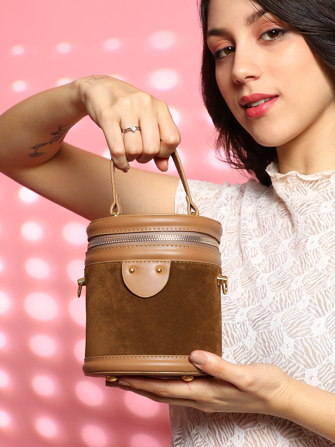 The Velvet Bucket Bag - Chocolate Brown