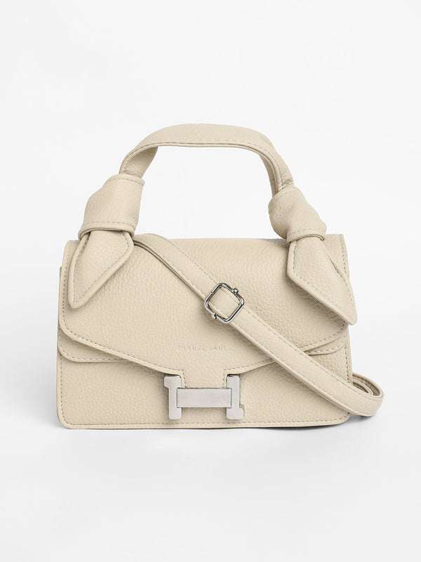 The Monogram Sash Hand Bag - Bone White