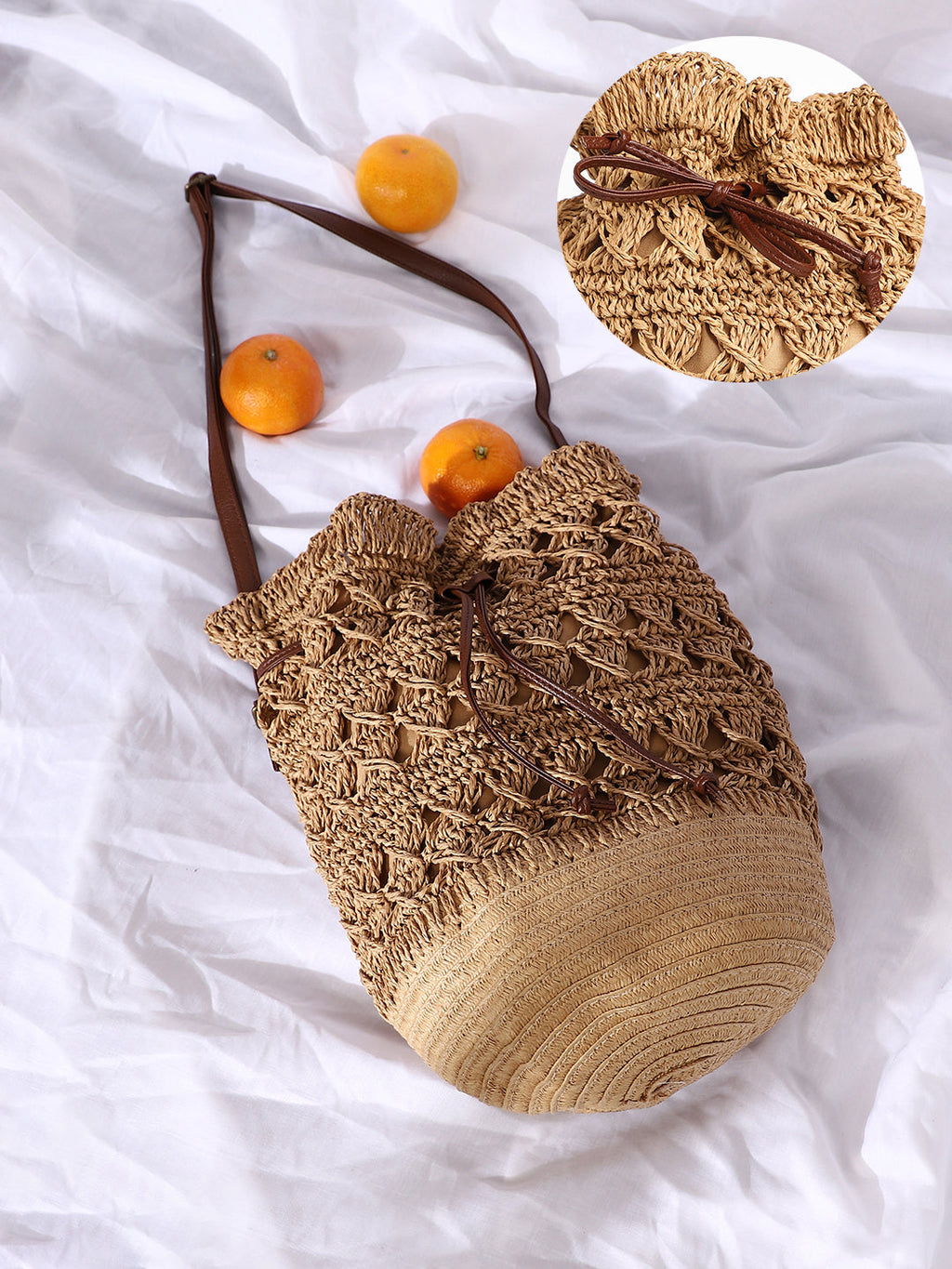 The Straw Bucket Bag - Beige