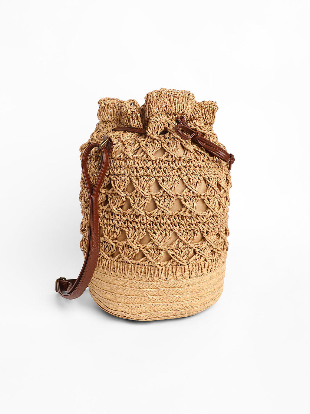 The Straw Bucket Bag - Beige