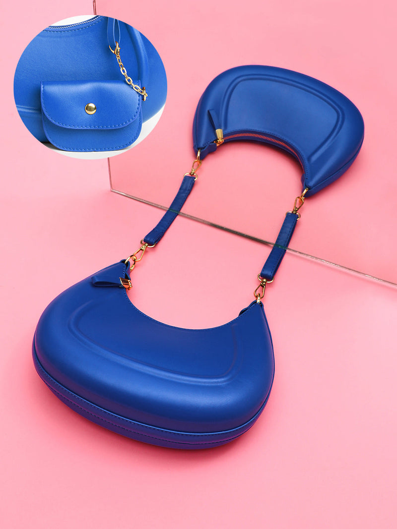 The Curve Hand Bag With Pouch - Royal Blue